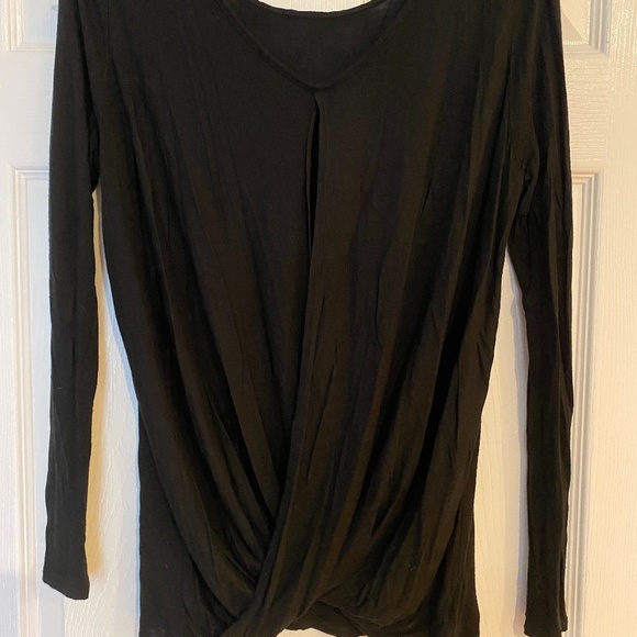 Express Black loose fitting long sleeve T with cross back - Picture 2 of 2